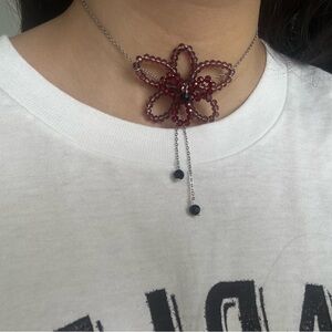 Handcrafted Beaded orchid Necklace